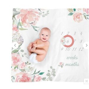 Itzel Ritzy Milestone Muslin Blanket Weeks or Months EUC